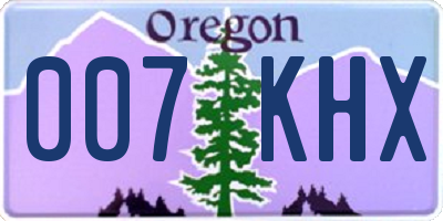 OR license plate 007KHX