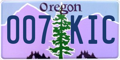 OR license plate 007KIC
