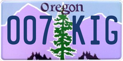 OR license plate 007KIG