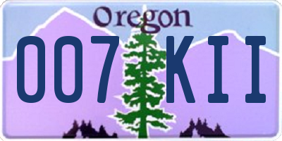 OR license plate 007KII