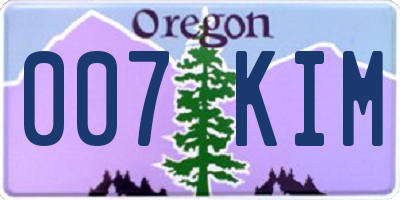 OR license plate 007KIM