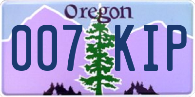 OR license plate 007KIP
