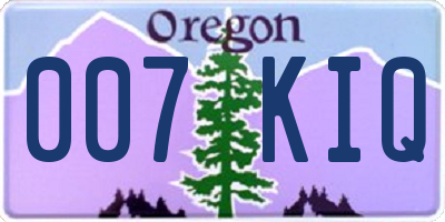 OR license plate 007KIQ