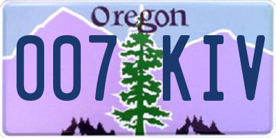 OR license plate 007KIV