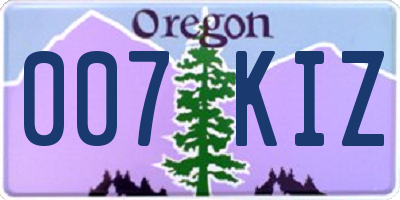 OR license plate 007KIZ