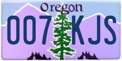 OR license plate 007KJS