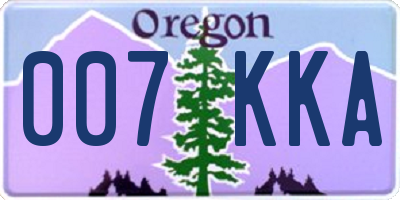 OR license plate 007KKA