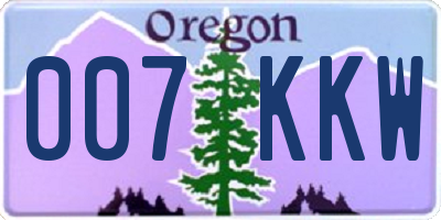 OR license plate 007KKW