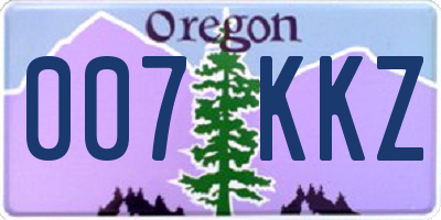 OR license plate 007KKZ