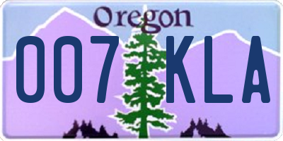OR license plate 007KLA