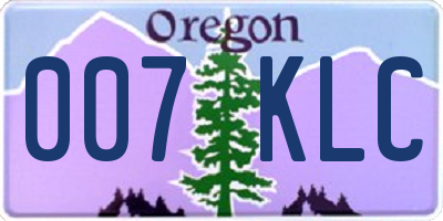OR license plate 007KLC