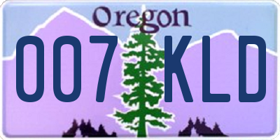 OR license plate 007KLD