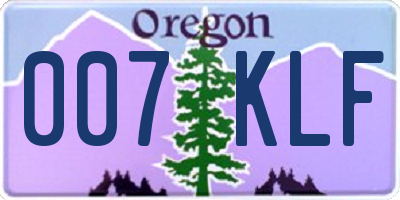 OR license plate 007KLF