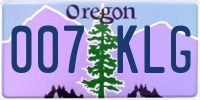OR license plate 007KLG