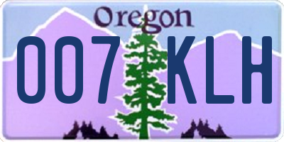 OR license plate 007KLH
