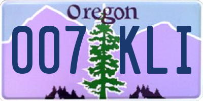 OR license plate 007KLI