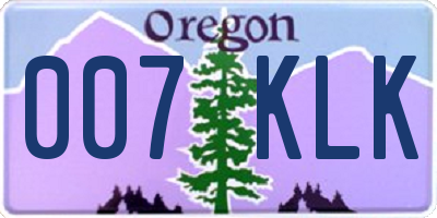 OR license plate 007KLK