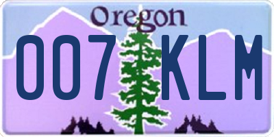 OR license plate 007KLM