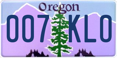 OR license plate 007KLO