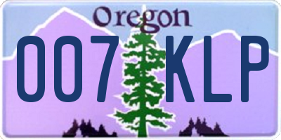 OR license plate 007KLP
