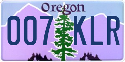 OR license plate 007KLR
