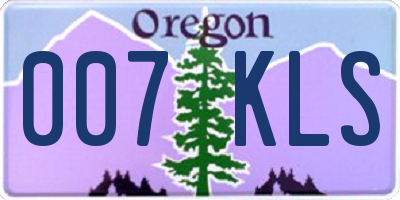 OR license plate 007KLS