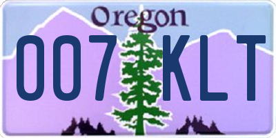 OR license plate 007KLT