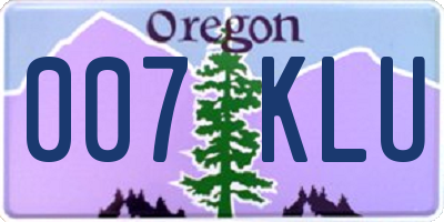 OR license plate 007KLU