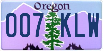 OR license plate 007KLW