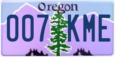OR license plate 007KME