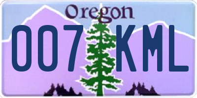 OR license plate 007KML