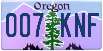 OR license plate 007KNF