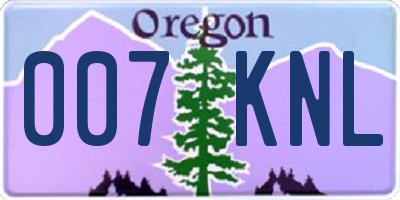 OR license plate 007KNL