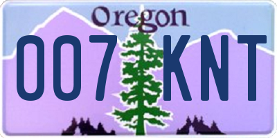OR license plate 007KNT