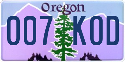 OR license plate 007KOD
