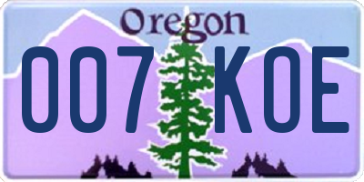 OR license plate 007KOE