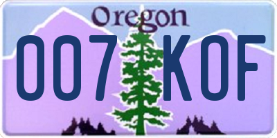 OR license plate 007KOF
