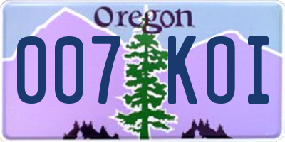 OR license plate 007KOI