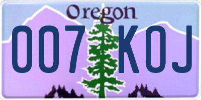 OR license plate 007KOJ