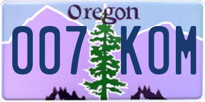 OR license plate 007KOM