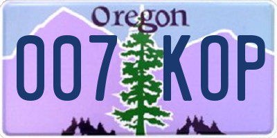 OR license plate 007KOP