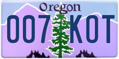 OR license plate 007KOT
