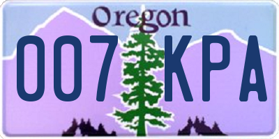 OR license plate 007KPA