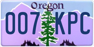 OR license plate 007KPC
