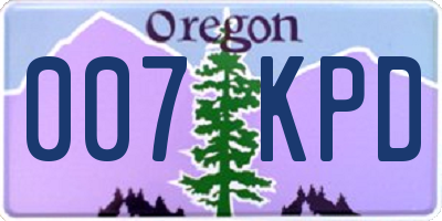 OR license plate 007KPD