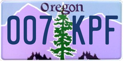 OR license plate 007KPF