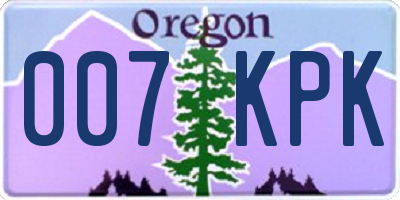 OR license plate 007KPK