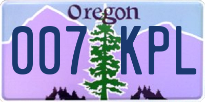 OR license plate 007KPL