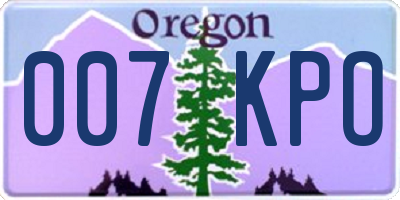 OR license plate 007KPO