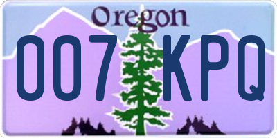 OR license plate 007KPQ